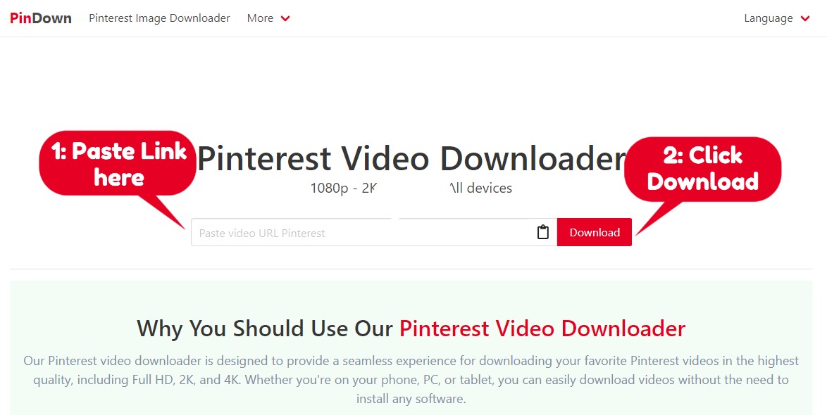 Paste Pinterest link to PinDown